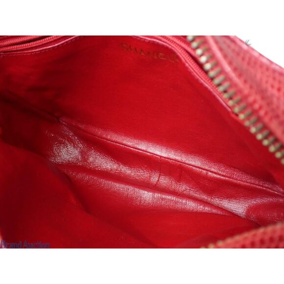 Chanel Lizard Camera Bag Vintage Tassel CC Exotic Red/Gold Rare Shoulder Leather - Picture 9 of 13